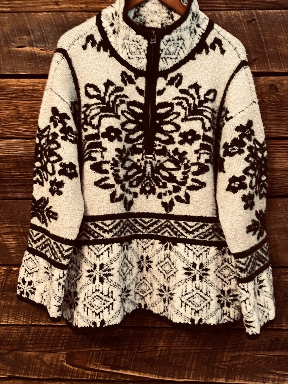 Anthropologie Moth Alaskan Half Zip Nordic Print Sweater - Picture 2 of 5